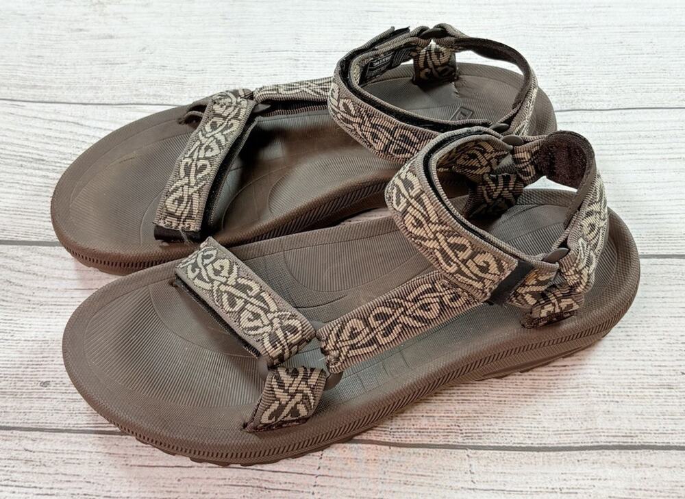 Teva Mens Strap Sandals 6584 Multi Print Waterproof Hook Loop Close Brown Size 8